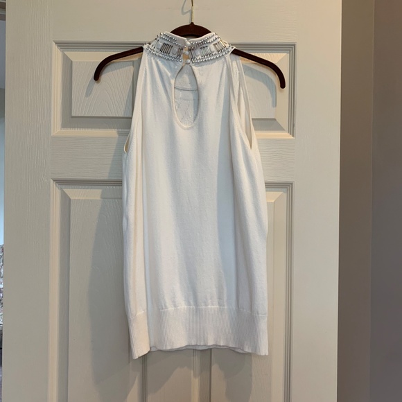 Cache Ivory Embellished Sleeveless Sweater sz L - Picture 3 of 8